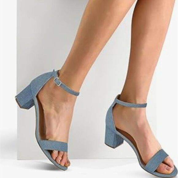 BRAND NEW WELLSFOUNTN DENIM MATERIALS LOW-HEEL SANDAL - Picture 12 of 13